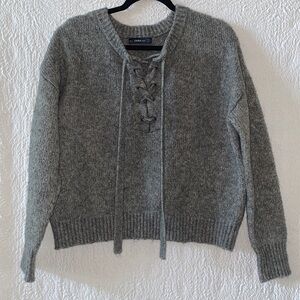 ZARA Knit With Wool Criss Cross Tie Front Long Sleeve Sweater